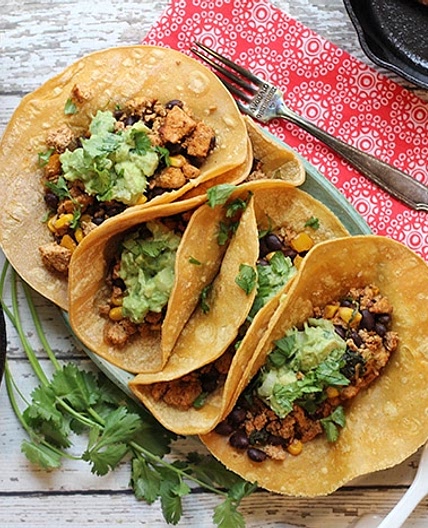 Breakfast tacos with tofu & black beans