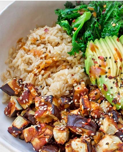 Miso Eggplant & Sesame Greens Bowl