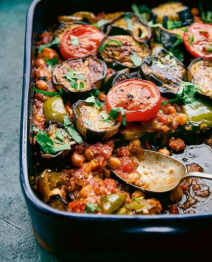 Aubergine, chickpea and tomato bake (Musaqa'a) | Falastin (Sami Tamimi)