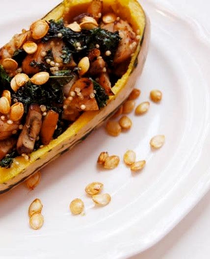 Sausage, Kale, and Quinoa Stuffed Squash