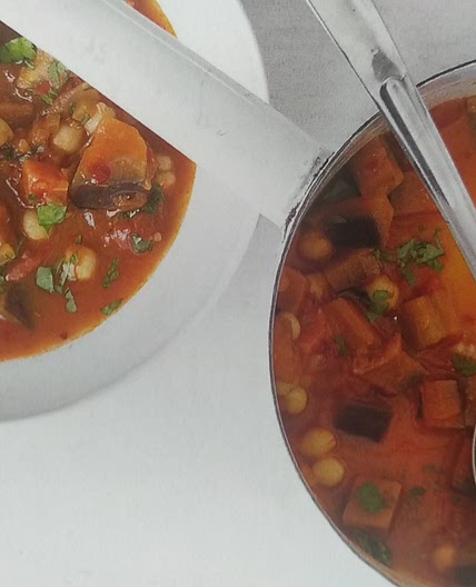 Spicy harissa, aubergine & chickpea soup
