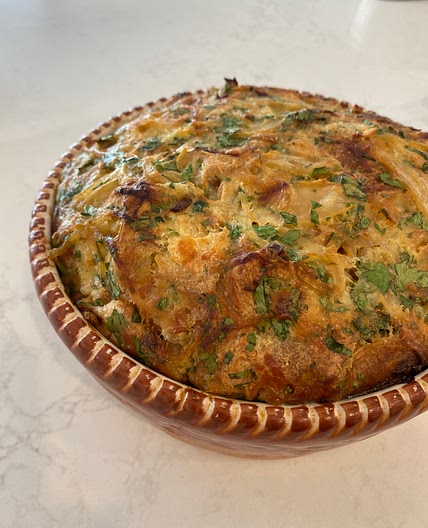 Caramelized Onion Croissant Savoury Bread Pudding 