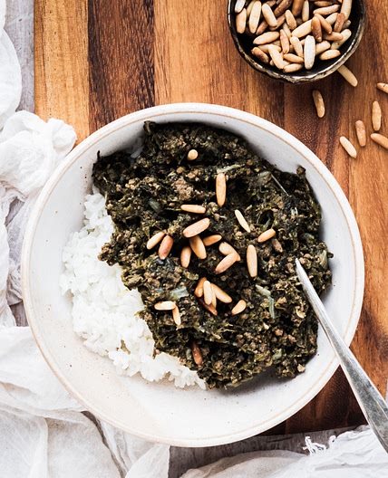 Toddler Friendly Middle Eastern Spinach with Ground Meat
