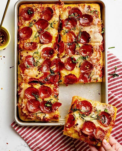 Detroit-Style Pepperoni Pizza with Chili-Honey Oil