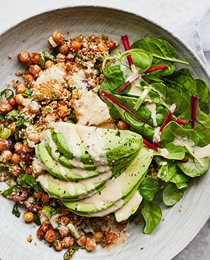 Crispy chickpea, couscous & avocado salad
