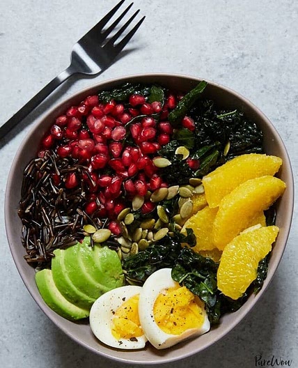 Buddha Bowl with Kale, Avocado, Orange and Wild Rice