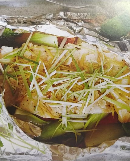 Steamed fish with ginger & spring onion