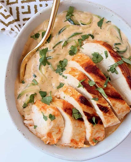Buffalo Chicken Cheesy Zucchini Bowls