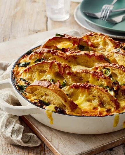 Cheesy Bacon and Mushroom Bread Bake