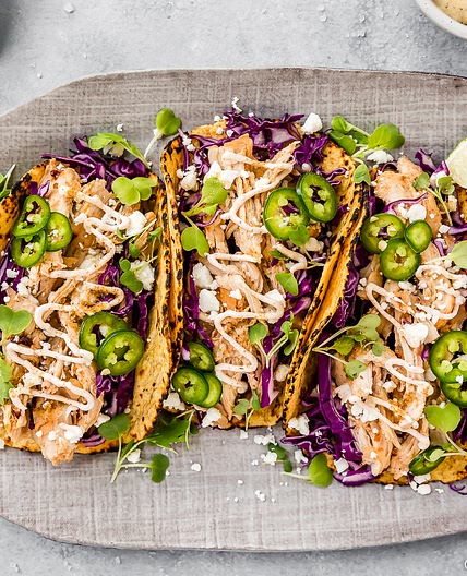 Slow Cooker Beer Braised Baja Chicken Tacos