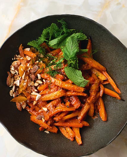 Roasted carrot salad with chamoy 