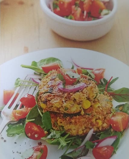 Cheesy bean & sweetcorn cakes with salsa