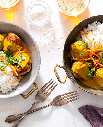 Zucchini and potato kofta curry & basmati rice