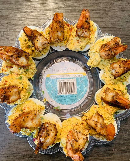 Auntie Seafood Deviled Eggs