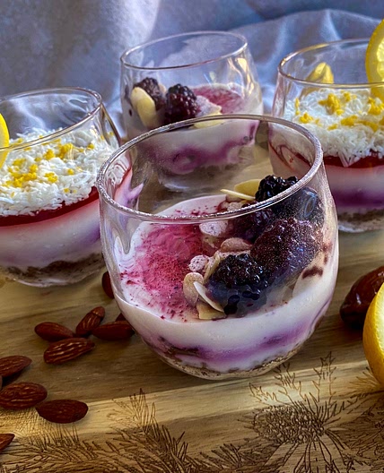 KETO coconut, berry and lemon posset 