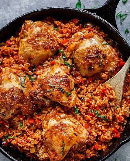 One Pan Tomato Basil Chicken and Rice