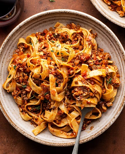Tofu Mushroom Bolognese 