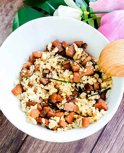 Hawaiian Garlic Spam Musubi in a Bowl
