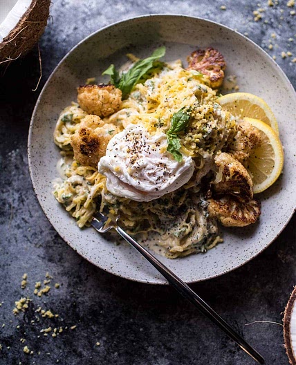 Creamy Coconut Cashew Spaghetti Squash "Alfredo"