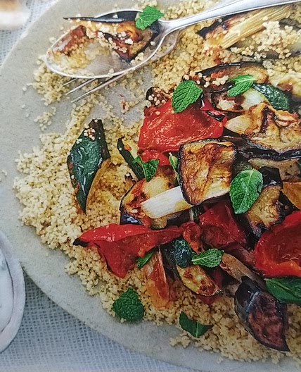 Moroccan roasted veg with tahini dressing