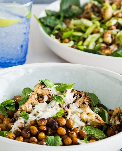 Roasted chickpea and cauliflower salad