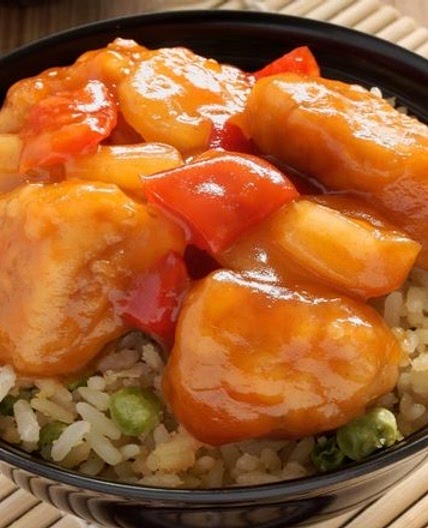 Sweet and sour Chinese chicken balls
