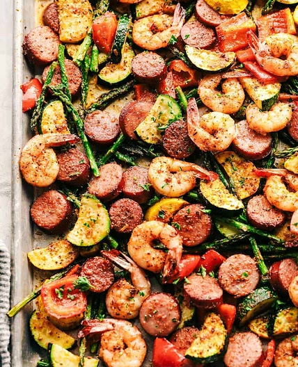 Cajun Shrimp and Sausage Vegetable Sheet Pan