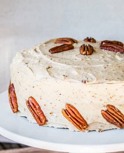 Carrot Cake with Cream Cheese Maple Pecan Frosting