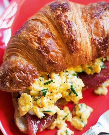 Bacon & Scallion Eggs + Cresent Rolls + Berries