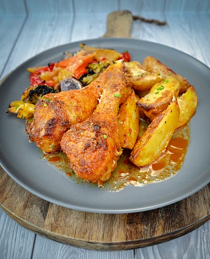 One Sheet Pan Chicken Legs Or Drumsticks With Potatoes And Veggies