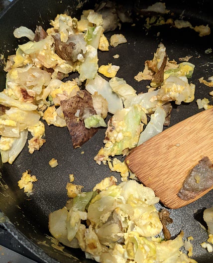 eggs & potatoes & cabbage & cheese