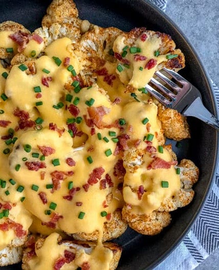 Cajun Roasted Cauliflower with Cheese Sauce