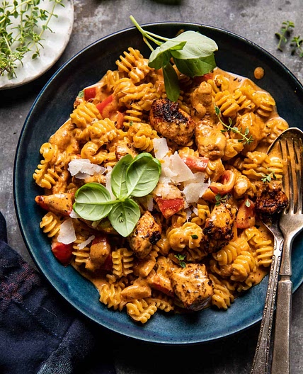 Lighter Creamy Cajun Chicken Pasta