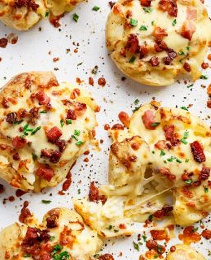 Cheesy Bacon Smashed Potatoes