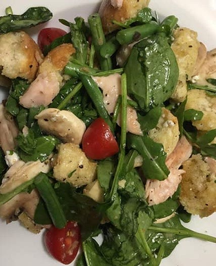 Panzanella Salad with Grilled Salmon and Asparagus