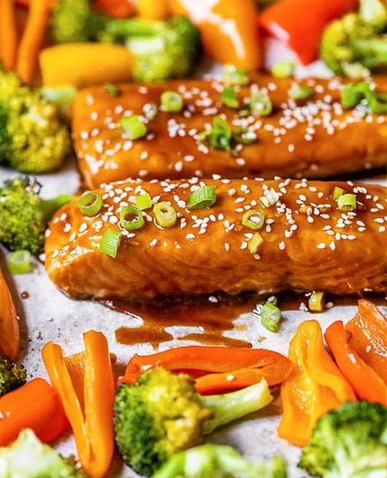 SHEET PAN TERIYAKI SALMON AND VEGETABLES