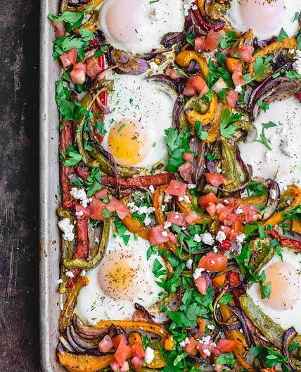 Easy Sheet Pan Baked Eggs and Vegetables
