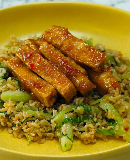 Crispy, Sticky Tofu with Pak Choi Wok Tossed Rice