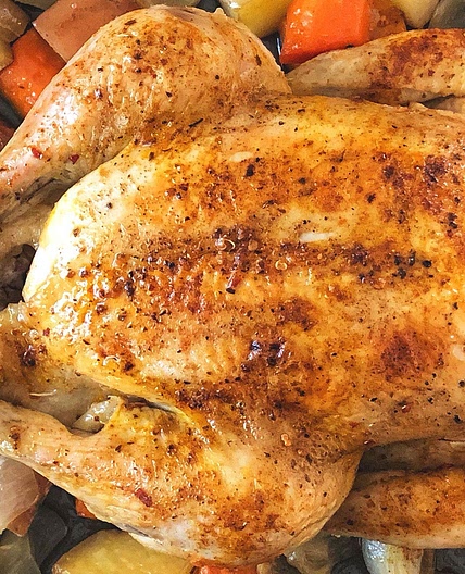 Slow cooker roast chicken with cheat’s crispy skin recipe