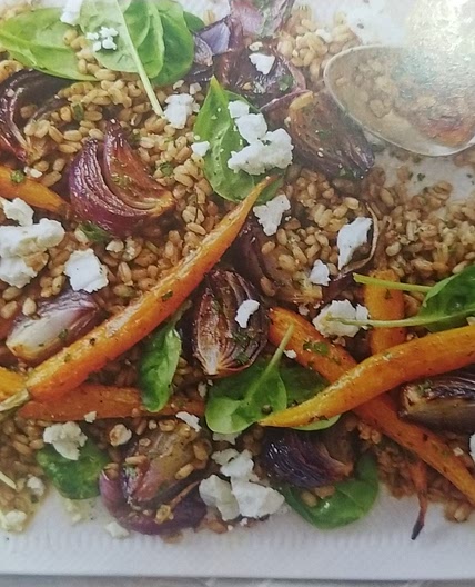 Farro salad with roasted carrots & feta