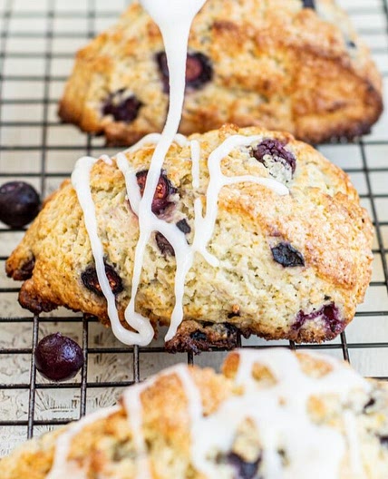Sourdough Blueberry Scones with Lemon Glaze