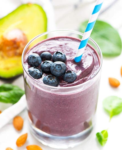 Blueberry Avocado Banana Smoothie {Glowing Skin!}
