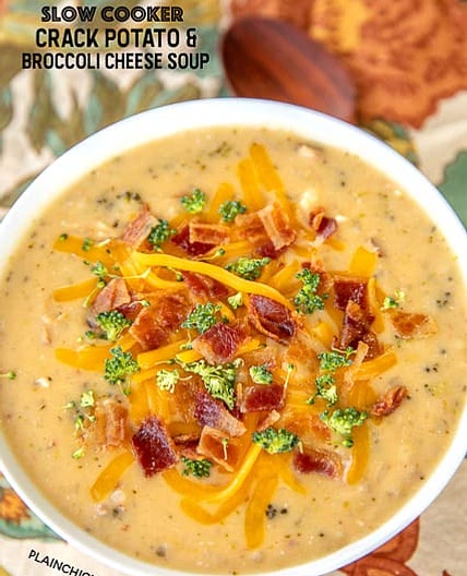 Slow Cooker Crack Potato and Broccoli Cheese Soup