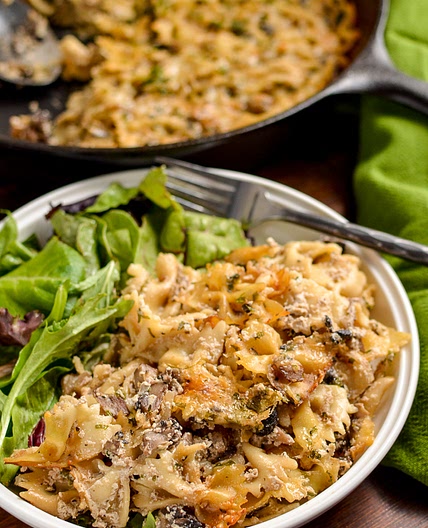 Syn Free Baked Garlic Mushroom and Ricotta Pasta