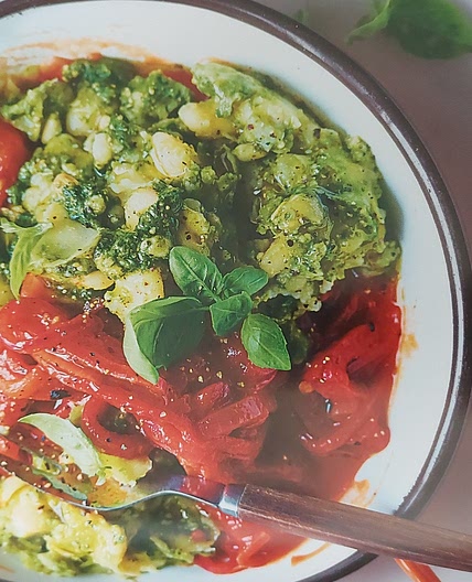 Smokey Tomato and Pepper Stew with Pesto Butterbean Mash