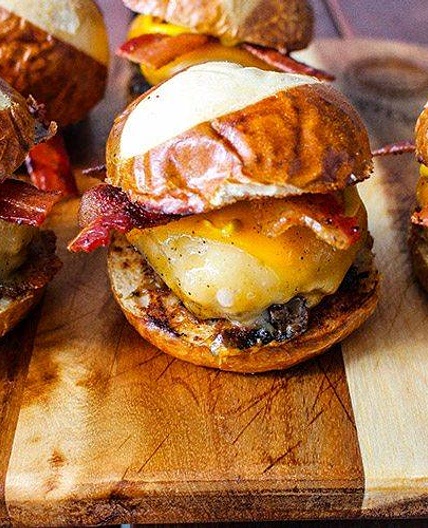 Pretzel Bun Bacon Burgers