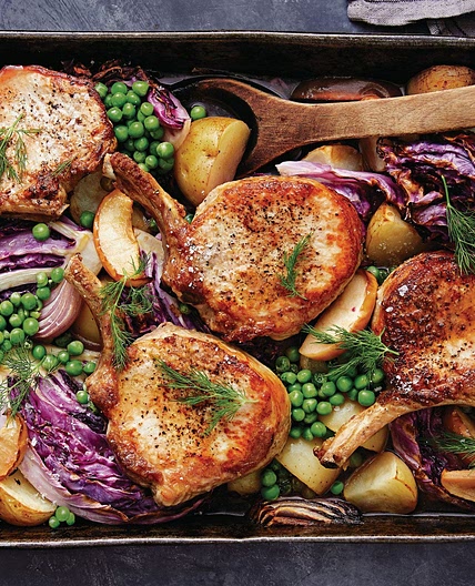 Sweet and sour pork and cabbage tray bake recipe