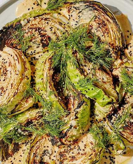 Tahini-Smothered Charred Cabbage