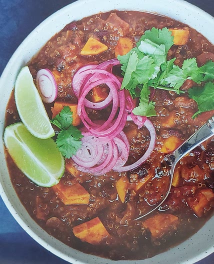 BLACK BEAN, QUINOA AND SWEET POTATO CHILLI