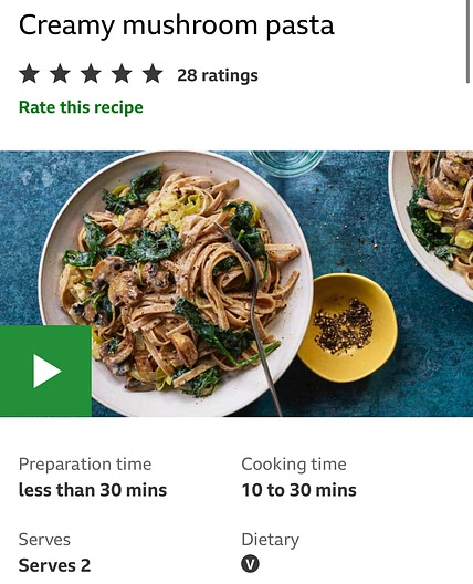 Creamy mushroom pasta